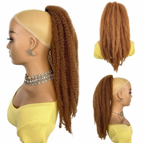 Marley Twisted Braided Ponytail Drawstring 18-inch Brown Color Synthetic Braiding Hair Afro Kinky Ponytail Extension(30#, 18")