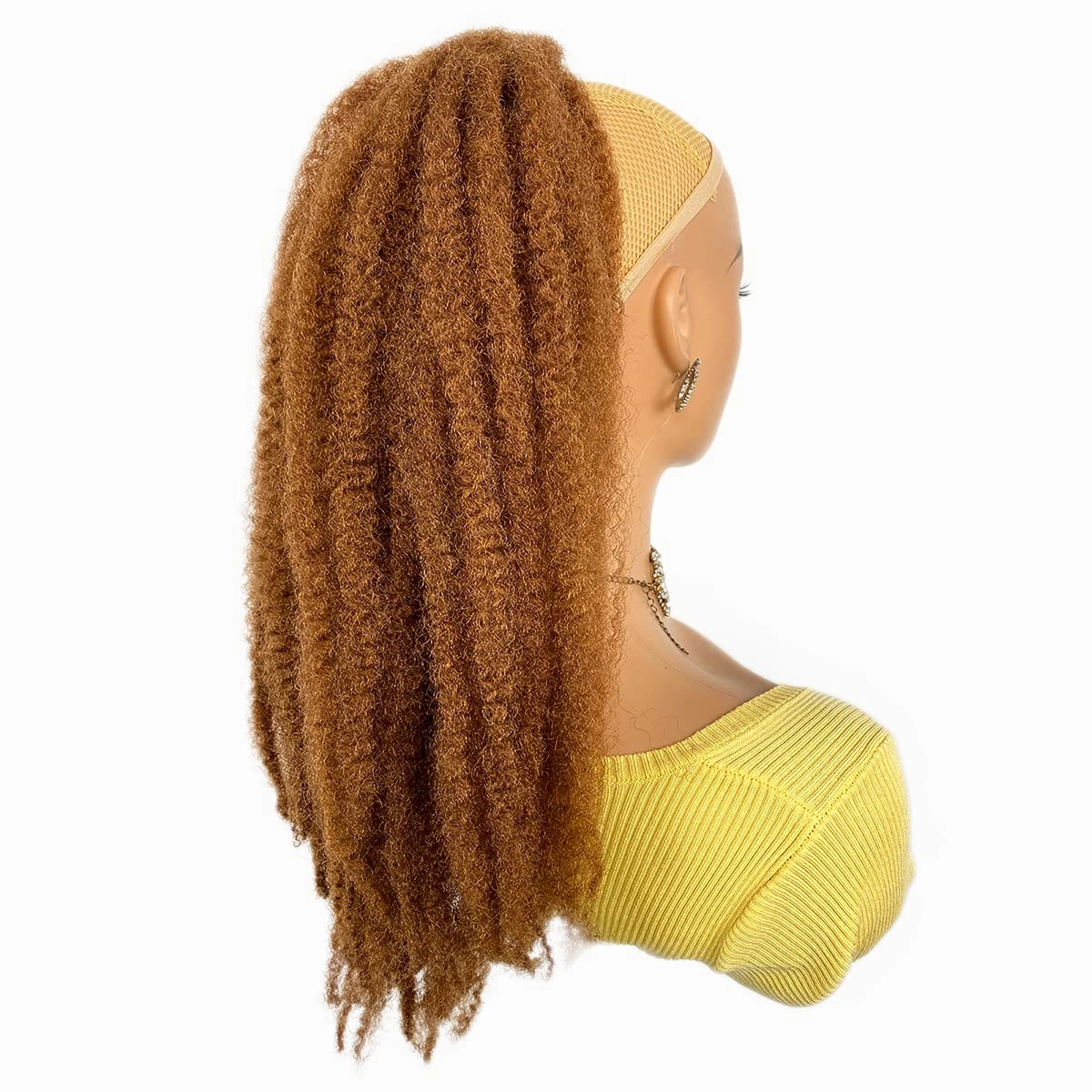 Marley Twisted Braided Ponytail Drawstring 18-inch Brown Color Synthetic Braiding Hair Afro Kinky Ponytail Extension(30#, 18")