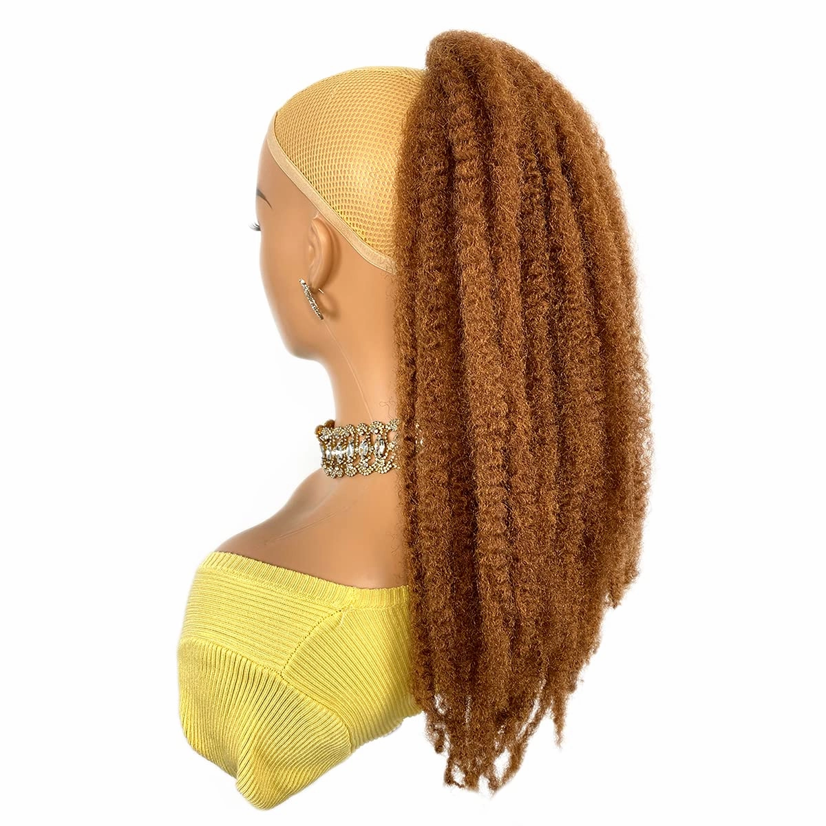 Marley Twisted Braided Ponytail Drawstring 18-inch Brown Color Synthetic Braiding Hair Afro Kinky Ponytail Extension(30#, 18")