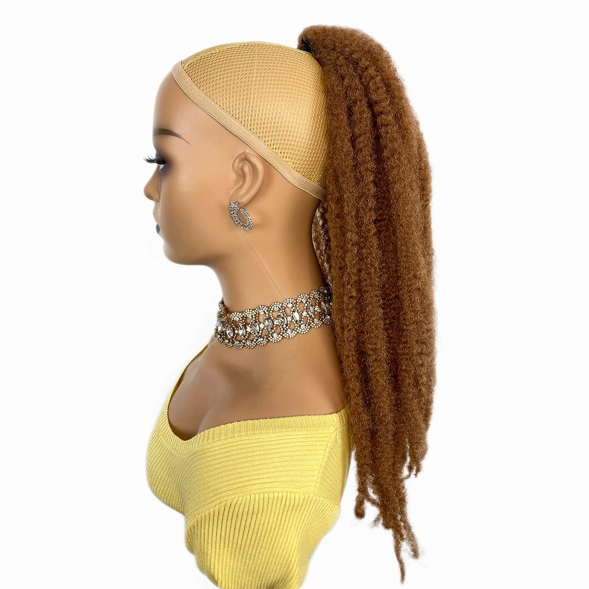 Marley Twisted Braided Ponytail Drawstring 18-inch Brown Color Synthetic Braiding Hair Afro Kinky Ponytail Extension(30#, 18")