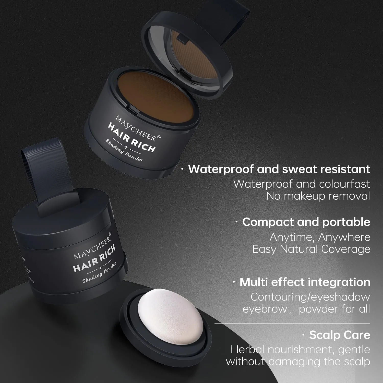 Maycheer Hairline Powder - Magic Root Cover Up - Hair Rich Hair Shadow - Gray Hair Coverage Touch Up Hair Powders for Women & Men (Rufous, 0.14 Ounce (Pack of 1))