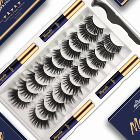 Menaka Magnetic Eyelashes Natural Look - Magnetic Lashes with Eyeliner Kit 4 Tube Strong Magnetic Eye Liner. 3D Reusable Magnet Lashes with Applicator,Easy to Apply. 10 Pairs