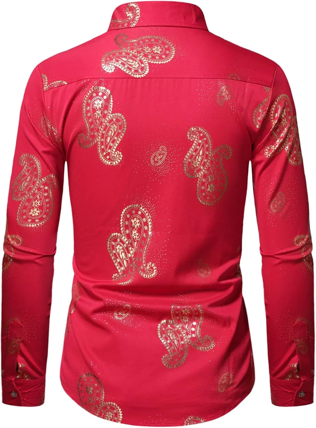 Mens Dress Shirt Long Sleeve Fashion Print Button Down Tshirt Slim Fit Casual Collared Shirts Party Prom Tee Tops