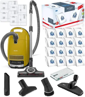 Miele Complete C3 Calima Canister HEPA Vacuum Cleaner   STB 305-3 Turbobrush Bundle - Includes Performance Pack 16 Type GN AirClean Genuine FilterBags   Genuine AH50 HEPA Filter