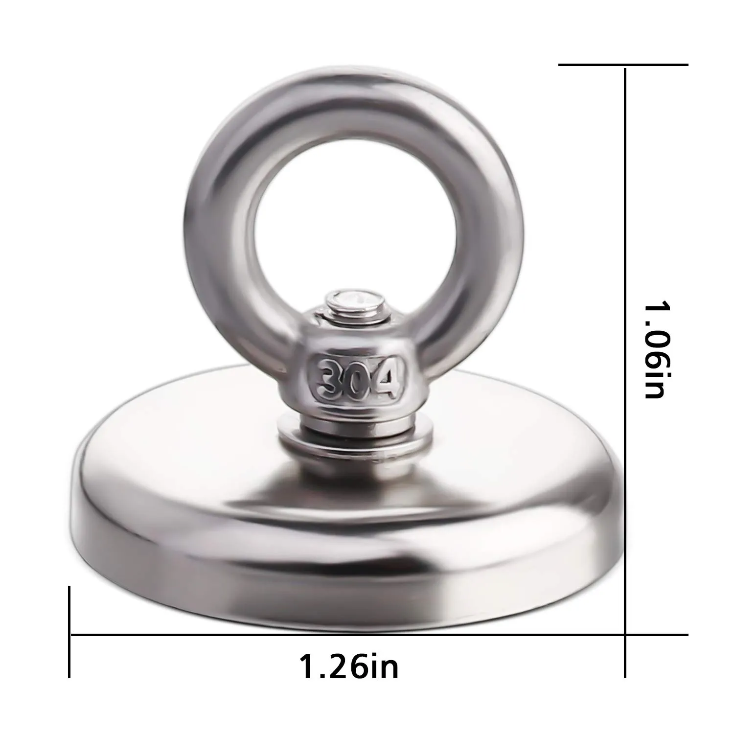 MIKEDE Strong Neodymium Fishing Magnets 6 Pack, 100 lbs(45KG) Pulling Force Rare Earth Magnet with Countersunk Hole Eyebolt Diameter 1.26 inch(32 mm) for Retrieving in River and Magnetic Fishing
