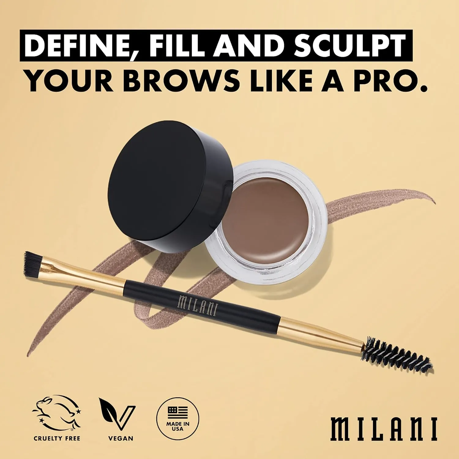 Milani Stay Put Brow Color - Chestnut (0.09 Ounce) Vegan, Cruelty-Free Eyebrow Color that Fills and Shapes Brows