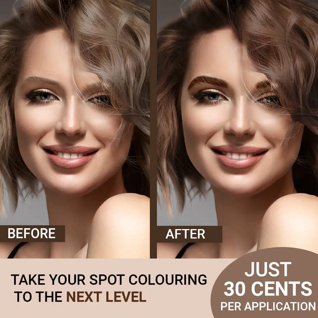 MinaiBrow Instant Hair Dye Kit Light Brown | 100% Grey Coverage Upto 30 Applications, Natural Spot Coloring Tinting Powder with Rose Water & Duo Angled Brush, Water & Smudge Proof