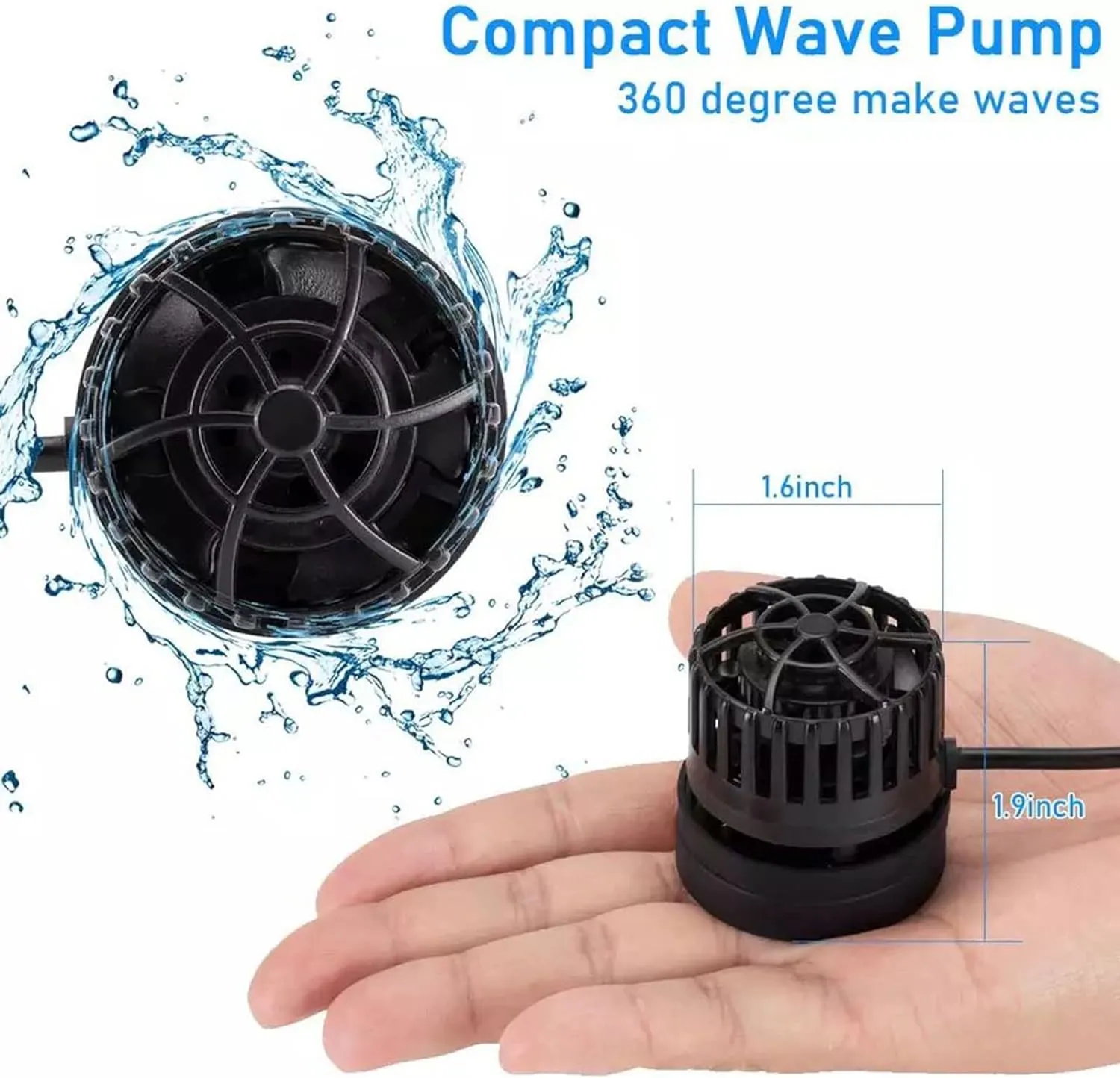 Mini Aquarium Pump Wave maker For Aquarium USB Power Connector 530GPH (2000L/H) Circulation Water Pump 5W DC 5V With Magnetic DC Powerhead For Tanks Up to 14 Inches And 5 10 20 Gallons Fish Tank