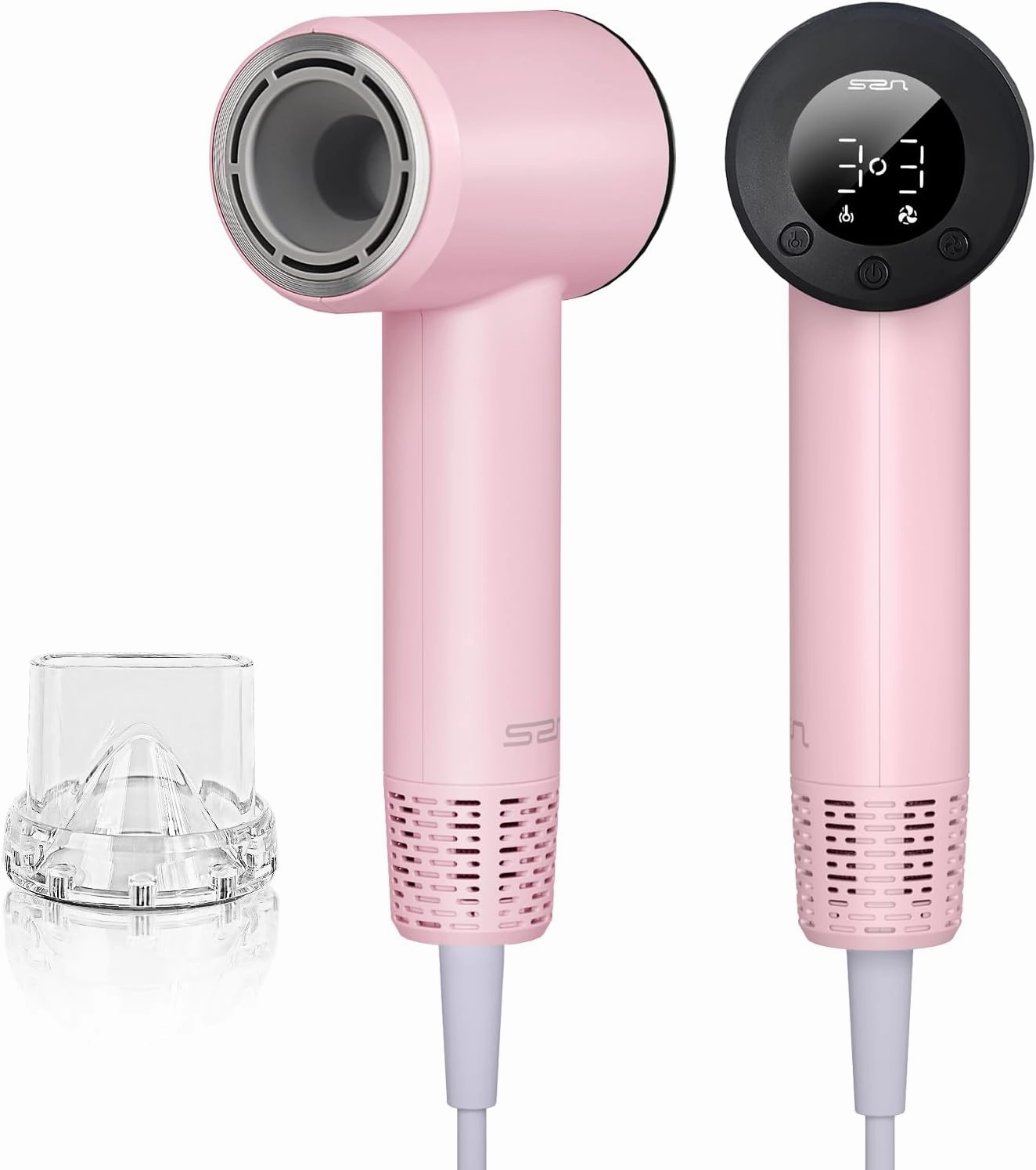 Mini Travel Hair Dryer for Women, 110000 RPM High-Speed Pink Small Blow Dryer, Portable Hairdryer for Fast Drying, Low Noise Thermo-Control, Compact Hair Dryer with Magnetic Nozzle