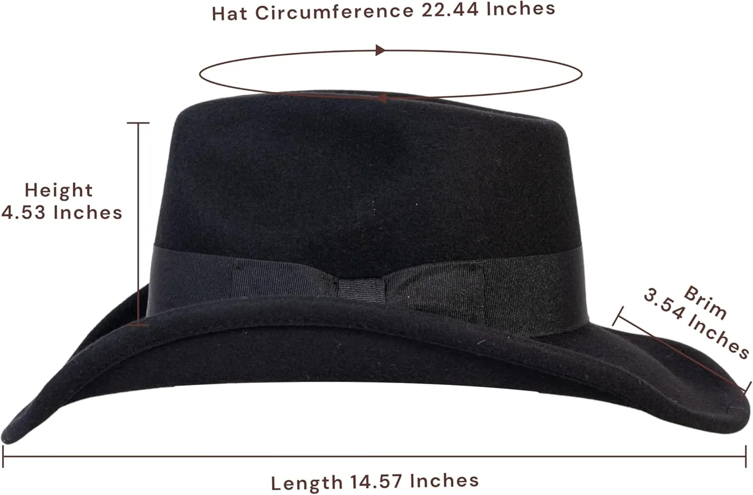 MIX BROWN Western Cowboy Hat for Men & Women 100% Wool Wide Brim Cowgirl Hats Outback Panama Rancher Felt Hat
