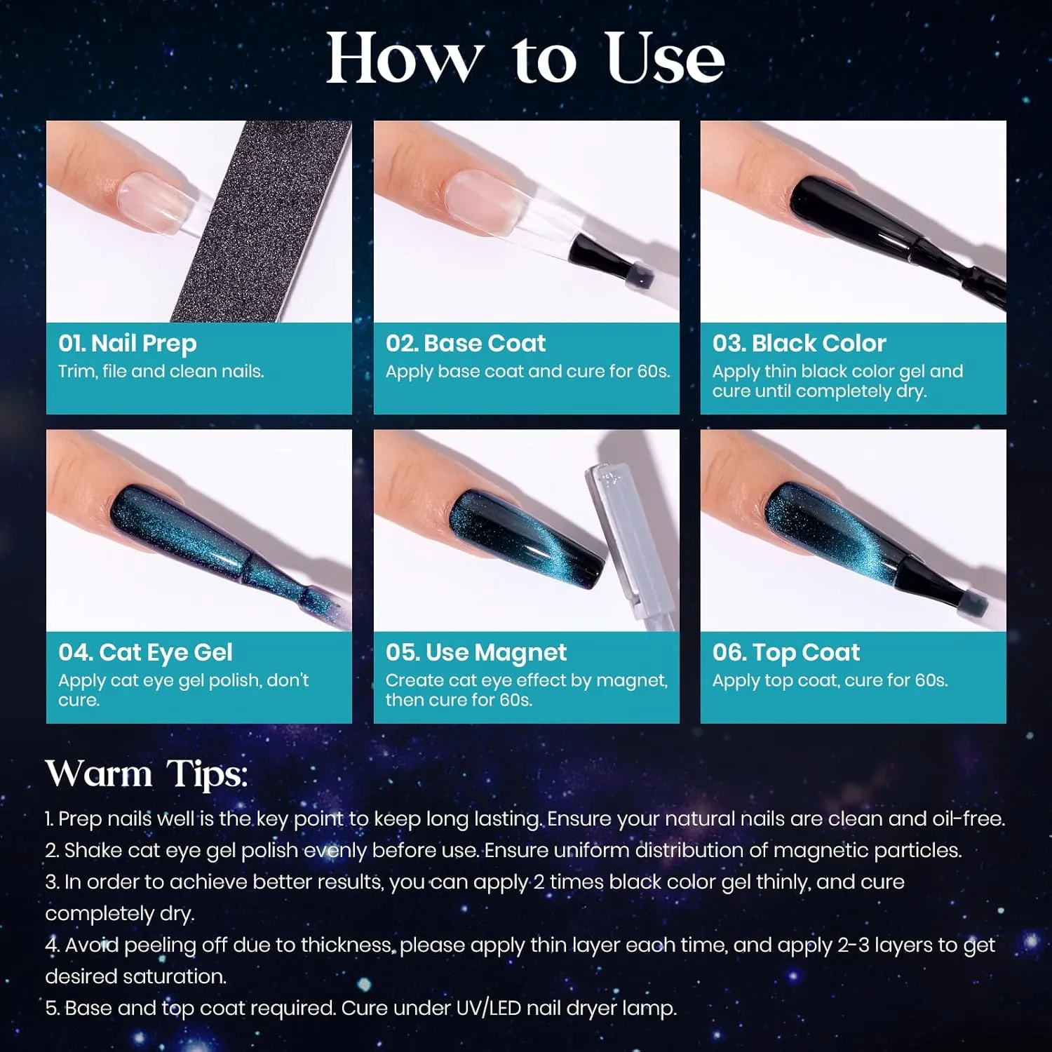 MIZHSE 8 Colors 9D Cat Eye Gel Nail Polish, Upgraded Magnetic Gel Polish Kit with Magnet Stick, Galaxy Chameleon Effect Silky Cat Eye Nail Polish Soak Off Nail Art Salon Manicure Home Ladies Gift