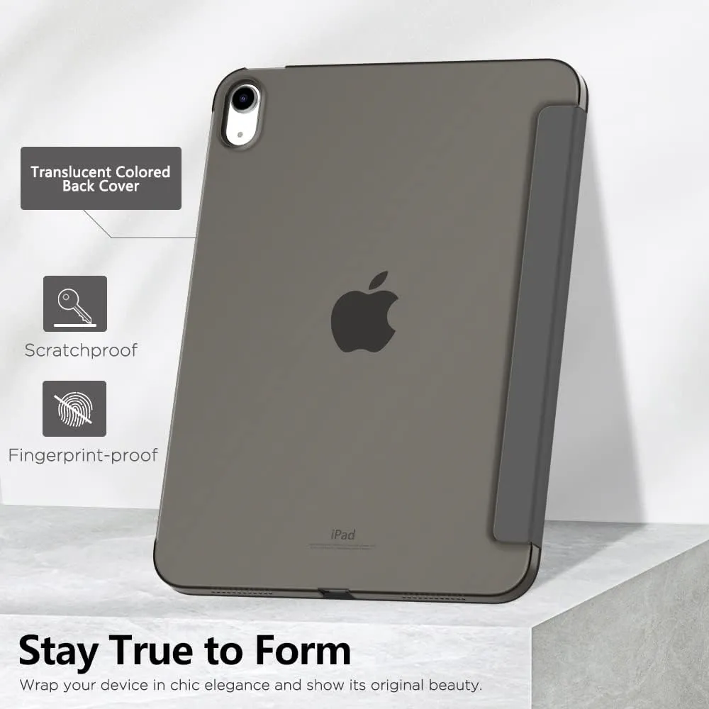 MoKo for iPad (A16) 11th Generation Case 11 Inch 2025, iPad 10th Generation Case 10.9 Inch 2022, Slim Stand Hard PC Translucent Back Shell Smart Cover, Support Touch ID, Auto Wake/Sleep,Space Gray