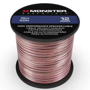 Monster XP Copper Clad Aluminum (CCA) Speaker Wire 12 Gauge Cable 50 FT Spool - Ideal for Home Cinema Cables and Car Audio Cable