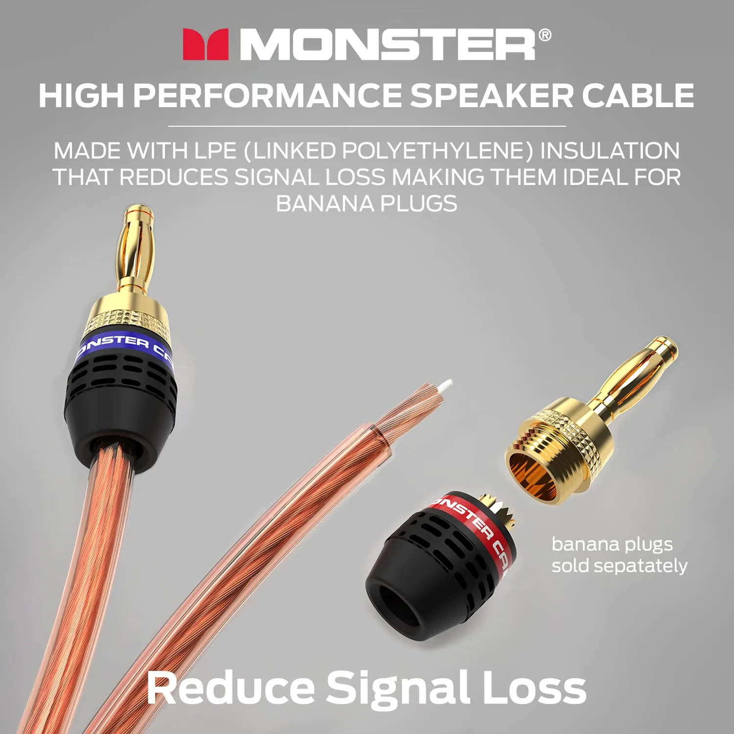 Monster XP Copper Clad Aluminum (CCA) Speaker Wire 12 Gauge Cable 50 FT Spool - Ideal for Home Cinema Cables and Car Audio Cable