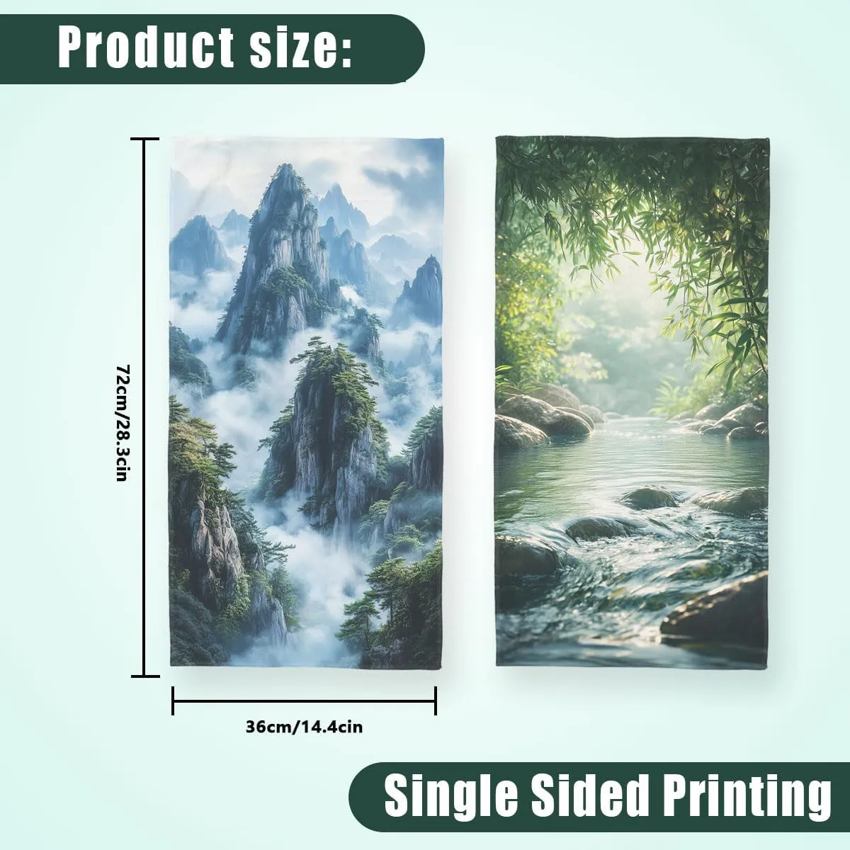 Mountain River Hand Towels Bathroom Set of 2 Absorbent Mountain Top Clouds Flowing Water Bathroom Kitchen Towels Set of 2 Lightweight Breathable Face Towels for Bathroom Gym Hotel Sport Decor