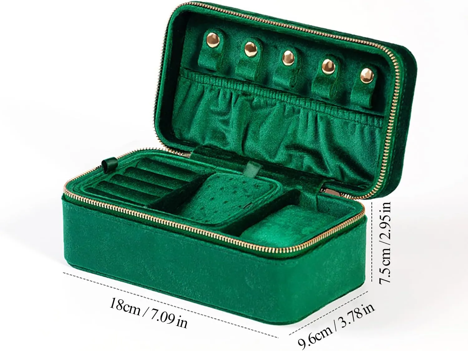 Multi Functional Jewelry Organizer with Dual Zipper, Jewelry Box Made of Skin Friendly Soft Velvet, Jewelry Storage Box, Removable Portable Jewelry Case for Women And Girls ,Pink,7.09*3.78*2.9