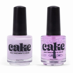 Nail Strengthener & Nail Polish Duo, Power Boost Nail Repair for Damaged Nails, Nail Hardener & Growth, Non Toxic, Professional Applicator Brush, Keratin Enriched (Wisps of Lilac) Cake Nails (1 fl oz)