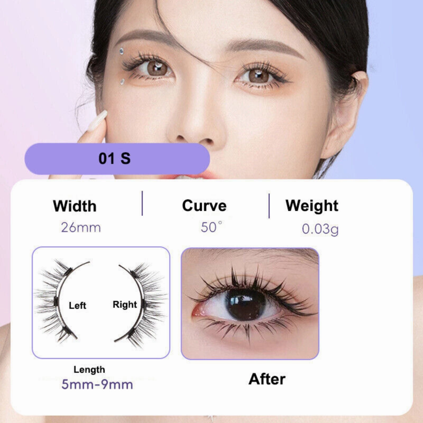 Natural Magnetic Eyelashes 5-9mm Reusable Lashes Kit Applicator No Glue Needed