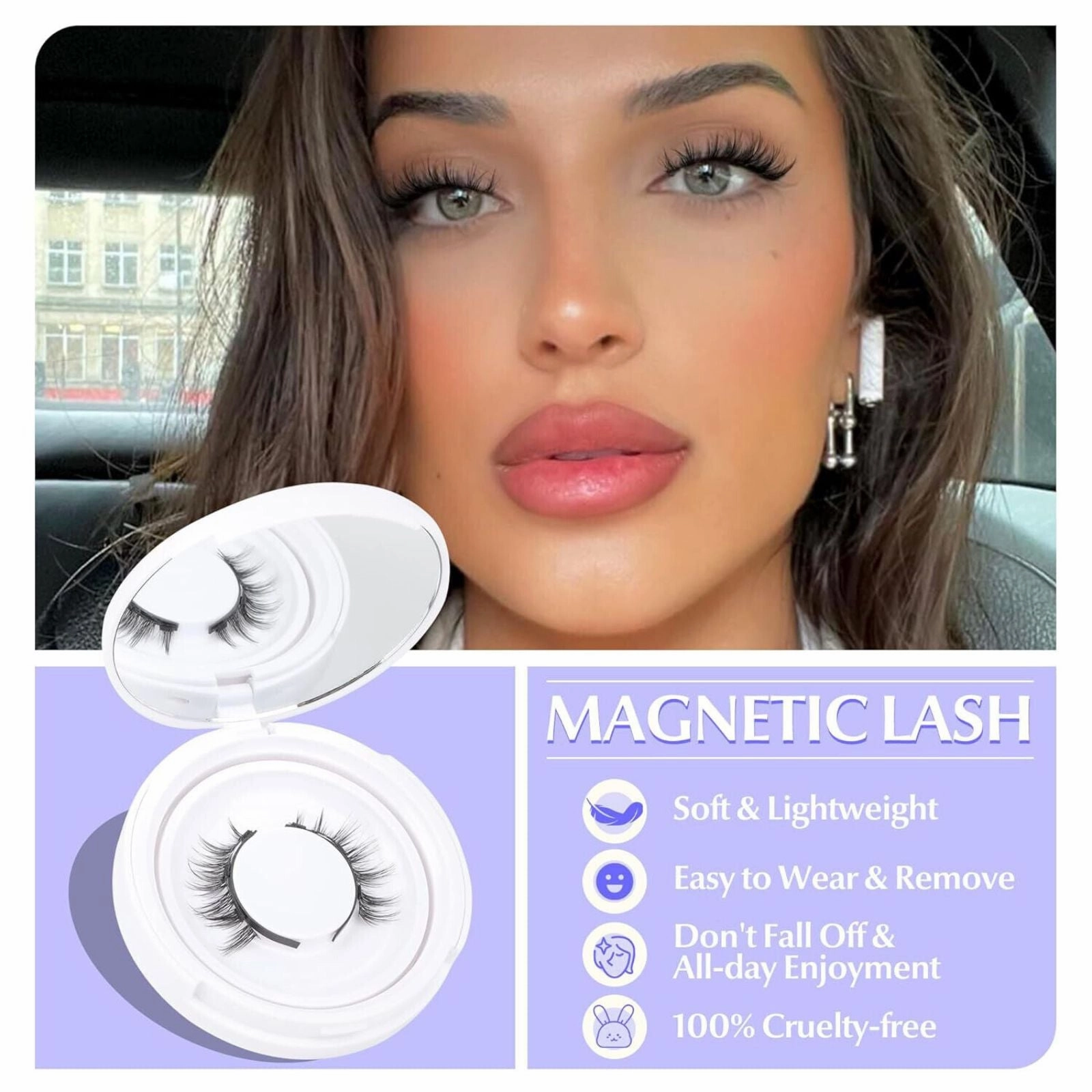 Natural Magnetic Eyelashes 5-9mm Reusable Lashes Kit Applicator No Glue Needed