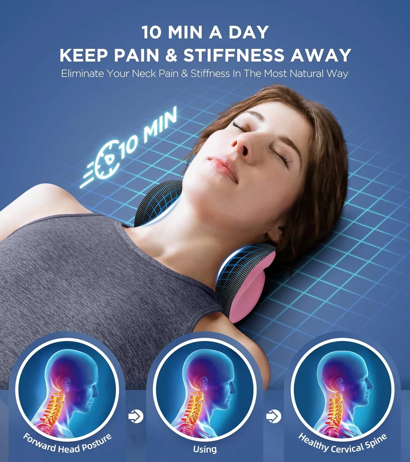 Neck Stretcher with Magnetic Therapy Cover, 2 Modes[Gentle/Strong] Pain Relief Cervical Traction Device, No Smell Neck and Shoulder Relaxer, Chiropractic Pillow for TMJ Headache Spine Alignment
