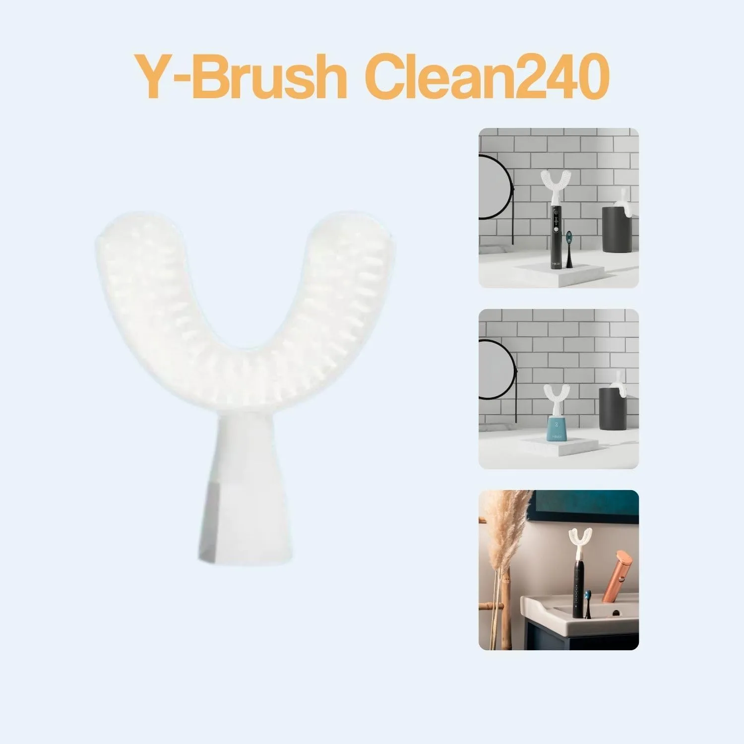 New Y-Brush Clean240 Brush Head (Replacement) - Adult 12  (Brush Head for Ultra, Essential, DuoBrush - White) Y-Shaped Brush - Flexible - to Be Replaced Every 4 Months