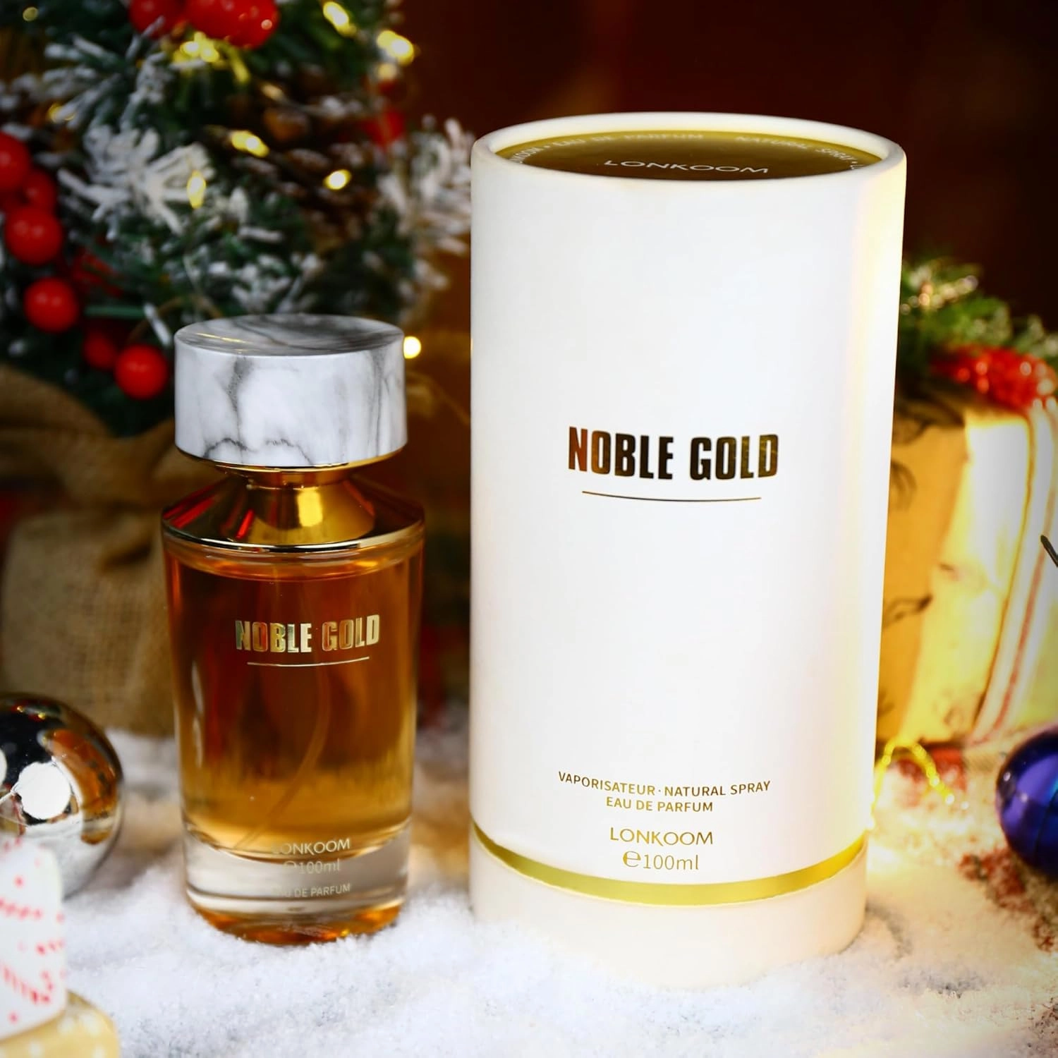 Noble Gold Perfume for Women, 3.4 fl oz/100ml Eau de Parfum Spray Long-Lasting Fragrance, Oriental Floral Notes of Almond, Praline, Red Berries, Iris, Violet, Vetiver, Moss, Tonka Bean