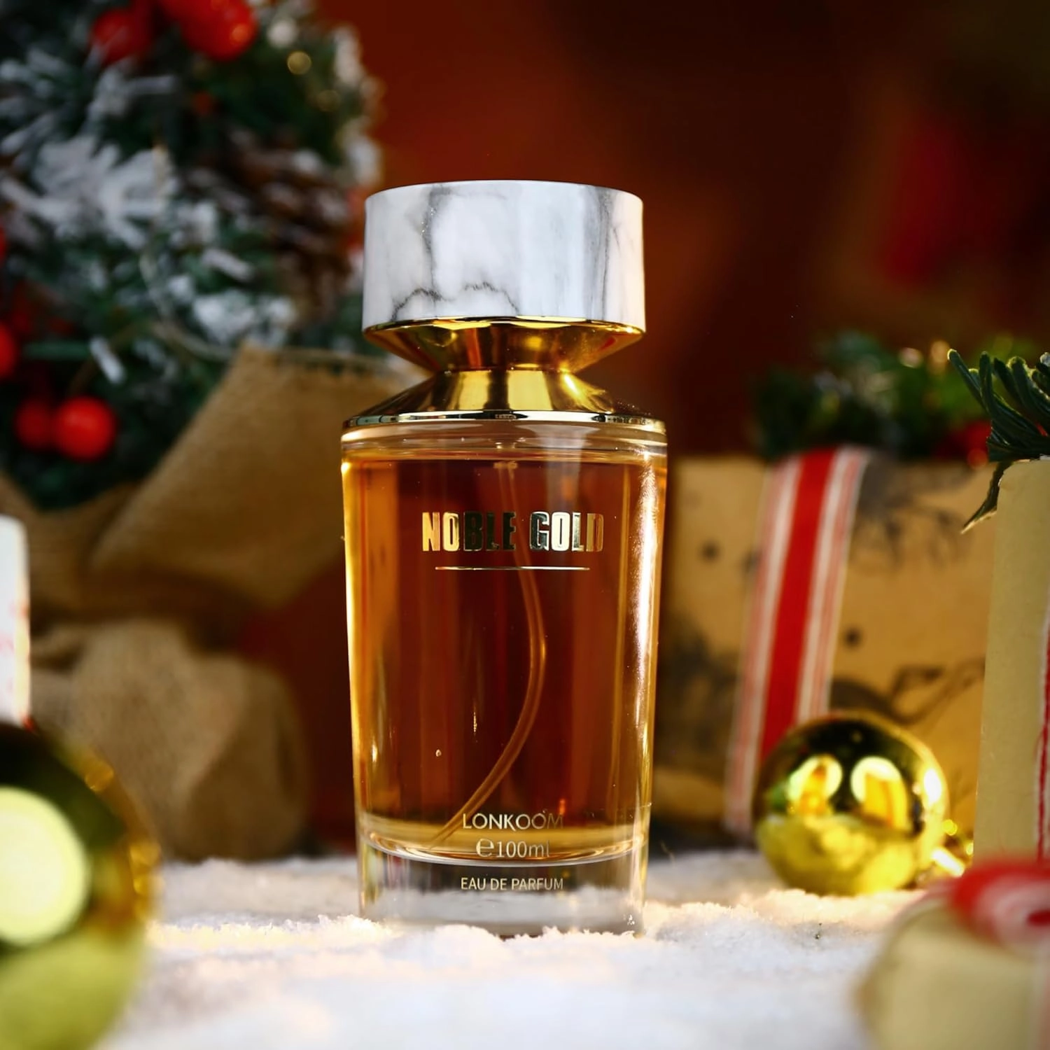 Noble Gold Perfume for Women, 3.4 fl oz/100ml Eau de Parfum Spray Long-Lasting Fragrance, Oriental Floral Notes of Almond, Praline, Red Berries, Iris, Violet, Vetiver, Moss, Tonka Bean