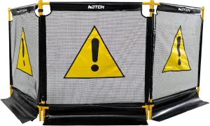 Notch Tri-Guard Heavy-Duty Nylon Coated Durable 3-Section Debris Containment Mesh Barrier for Controlling Chips When Grinding Stumps and Chipping Brush (Total Dimensions: 121” Wide x 45.5” high)