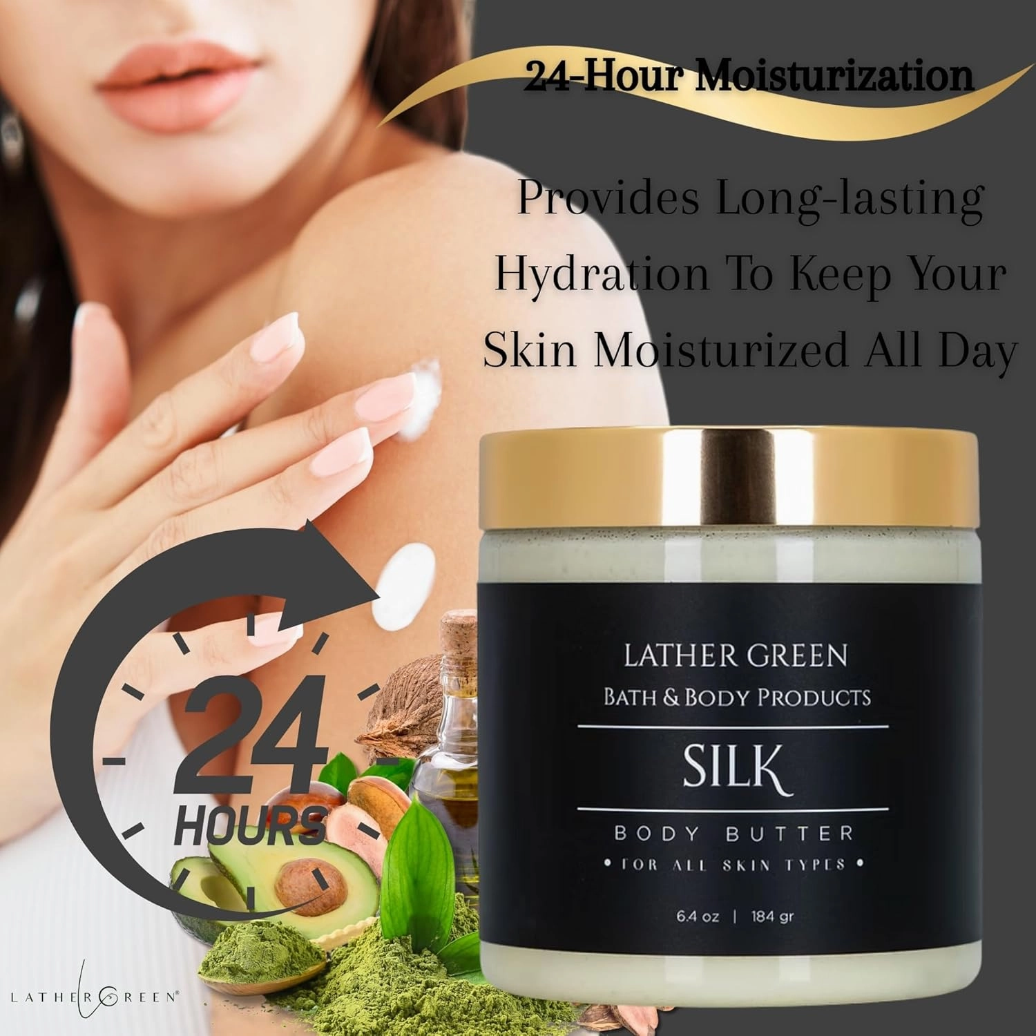 Nourishing & Hydrating - Deep Moisturizing for All Skin Types with Shea & Mango Butter (6.4 OZ, Silk fragrance)