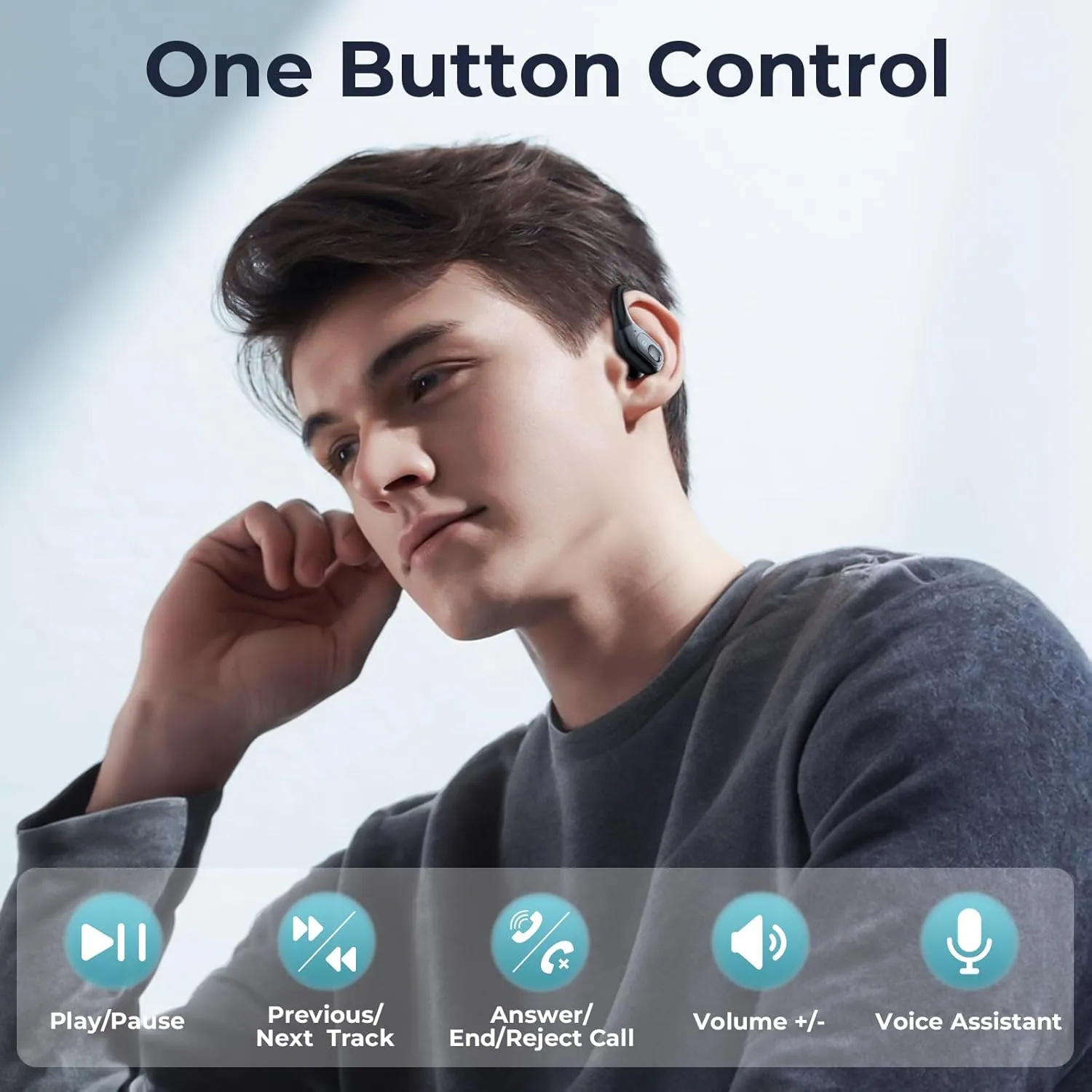 occiam Wireless Earbuds Bluetooth 5.3 Sport Headphonese with LED Charging Case, 90H Playback Sweatproof Over Ear Running Ear Buds with Earhooks Workout Earphones for iOS Android,Black