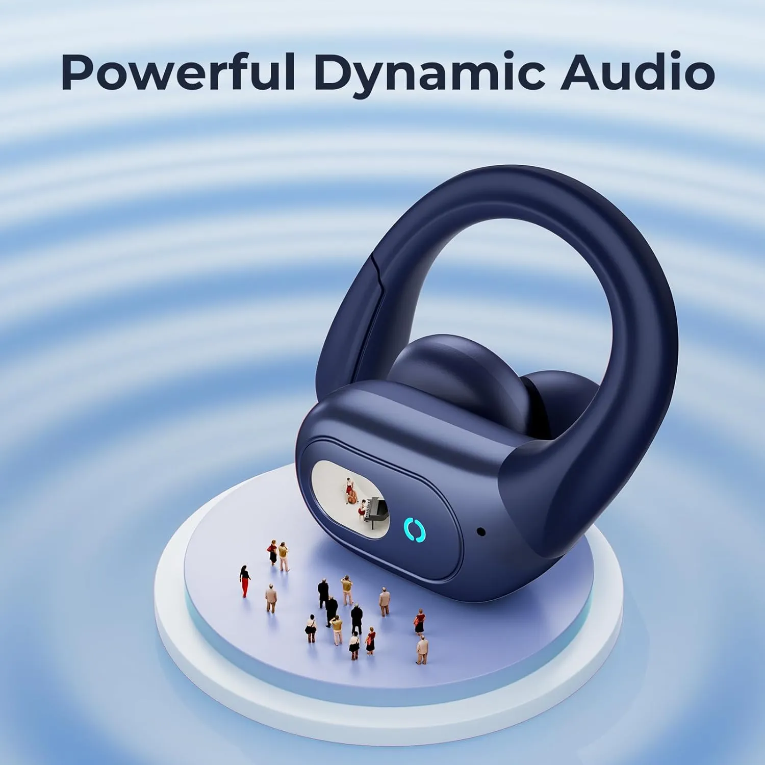 occiam Wireless Earbuds Bluetooth 5.3 Sport Headphonese with LED Charging Case, 90H Playback Sweatproof Over Ear Running Ear Buds with Earhooks Workout Earphones for iOS Android,Deep Blue