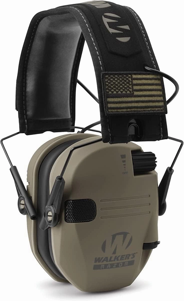 OLIGHT Baldr S 800 Lumens Compact Rail Mount Weaponlight with Green Beam & Walker's Razor Slim Folding Electronic Ear Protection with Sound Activated 23dB Noise Reduction
