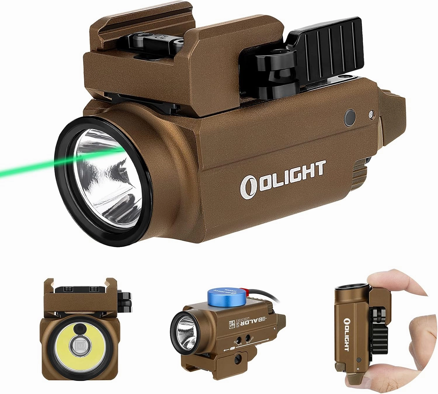 OLIGHT Baldr S 800 Lumens Compact Rail Mount Weaponlight with Green Beam & Walker's Razor Slim Folding Electronic Ear Protection with Sound Activated 23dB Noise Reduction