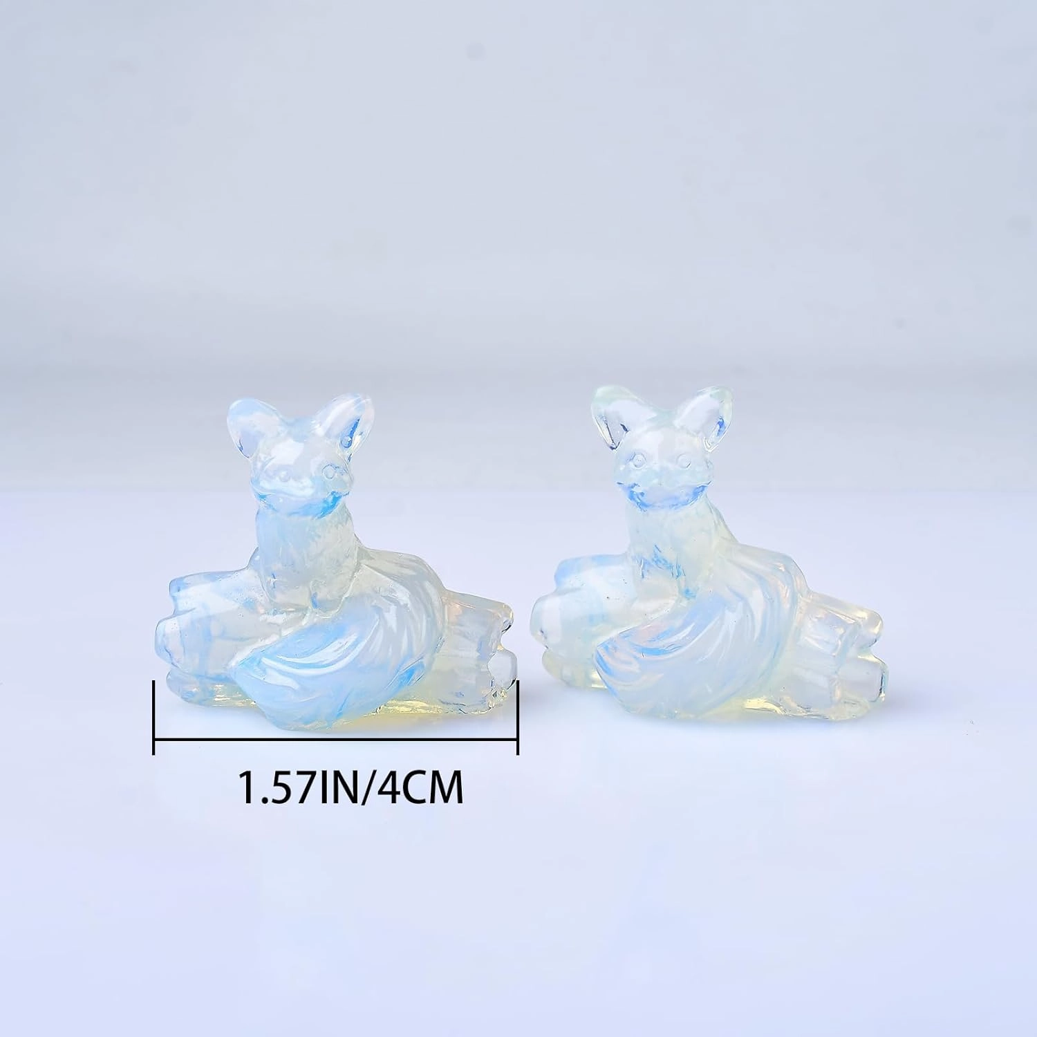 Opal Fox Decor Statue Crystals and Healing Stones Fox Figurine Polished Gemstones ​Bedroom Office Desk Home Decoration A Lucky Decoration
