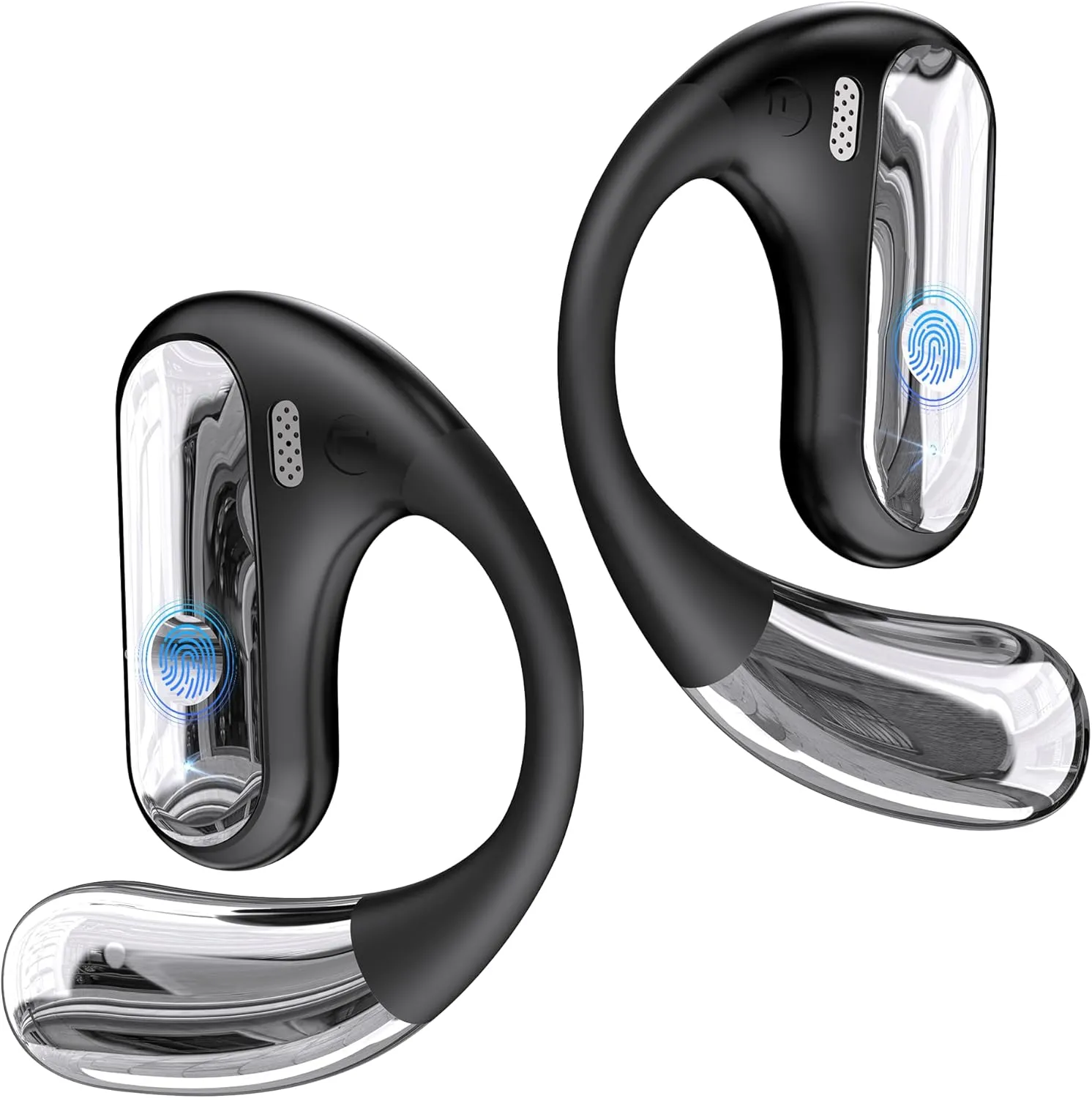 Open Ear Bluetooth 5.4 Headphones, 40Hrs Sport Earbuds, Stereo Deep Bass Sports Ear Buds Built in Mic, LED Display Charging Case, IPX7 Waterproof Earphones with Earhooks for Workout Running, Black