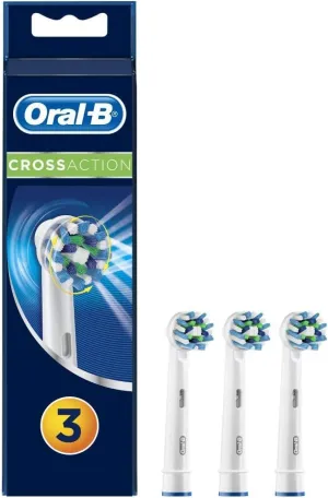 Oral-B Cross Action Electric Toothbrush Replacement Brush Heads Refill, 3 Count, White
