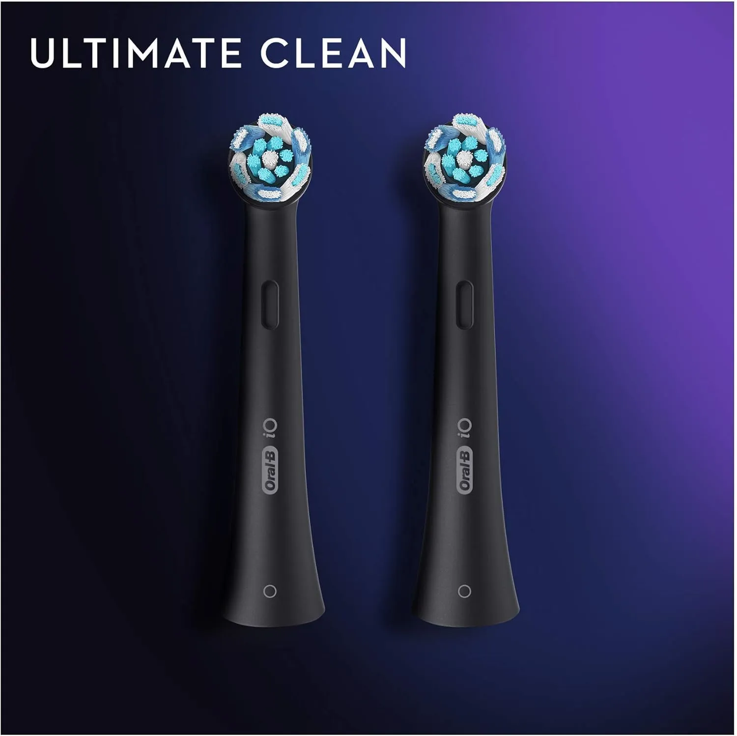 Oral-B iO Ultimate Clean Electric Toothbrush Head, Twisted & Angled Bristles for Deeper Plaque Removal, Pack of 2 Toothbrush Heads, Black