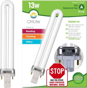 OttLite 13W Replacement Tube Light Bulb with Magnetic Ballast Bulb - Compact Fluorescent Light Replacement for Lamps Purchased Before 2008, Natural Daylight, Low Heat & Glare Type A Light Bulb…