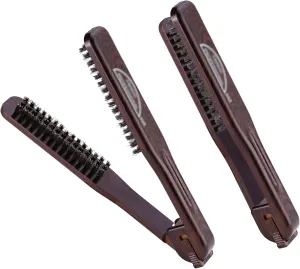 PERFEHAIR Double Sided Straightening Brush - Natural Boar Bristle Clamp for Smooth, Frizz-Free Styling, No Hair Pulling, Long-Lasting Design