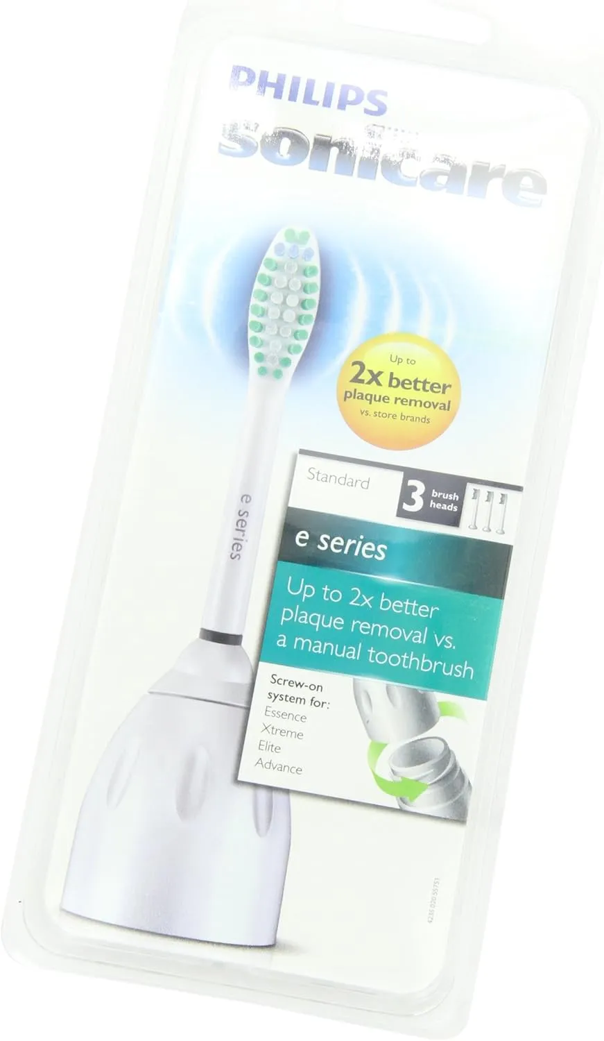 Philips Sonicare Genuine E-Series Replacement Toothbrush Heads, 3 Brush Heads, White, HX7023/64