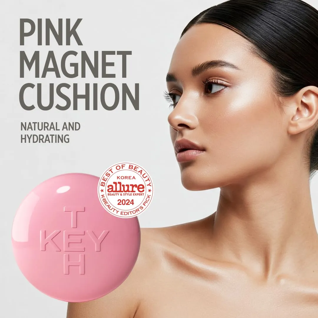 PINK MAGNET CUSHION #01 IVORY BEIGE (15G, 0.52 OZ.) / Magnetic Adherence, Dewy Radiance, 77% moisture essence, Glow Film Complex, Skin Film Polymer