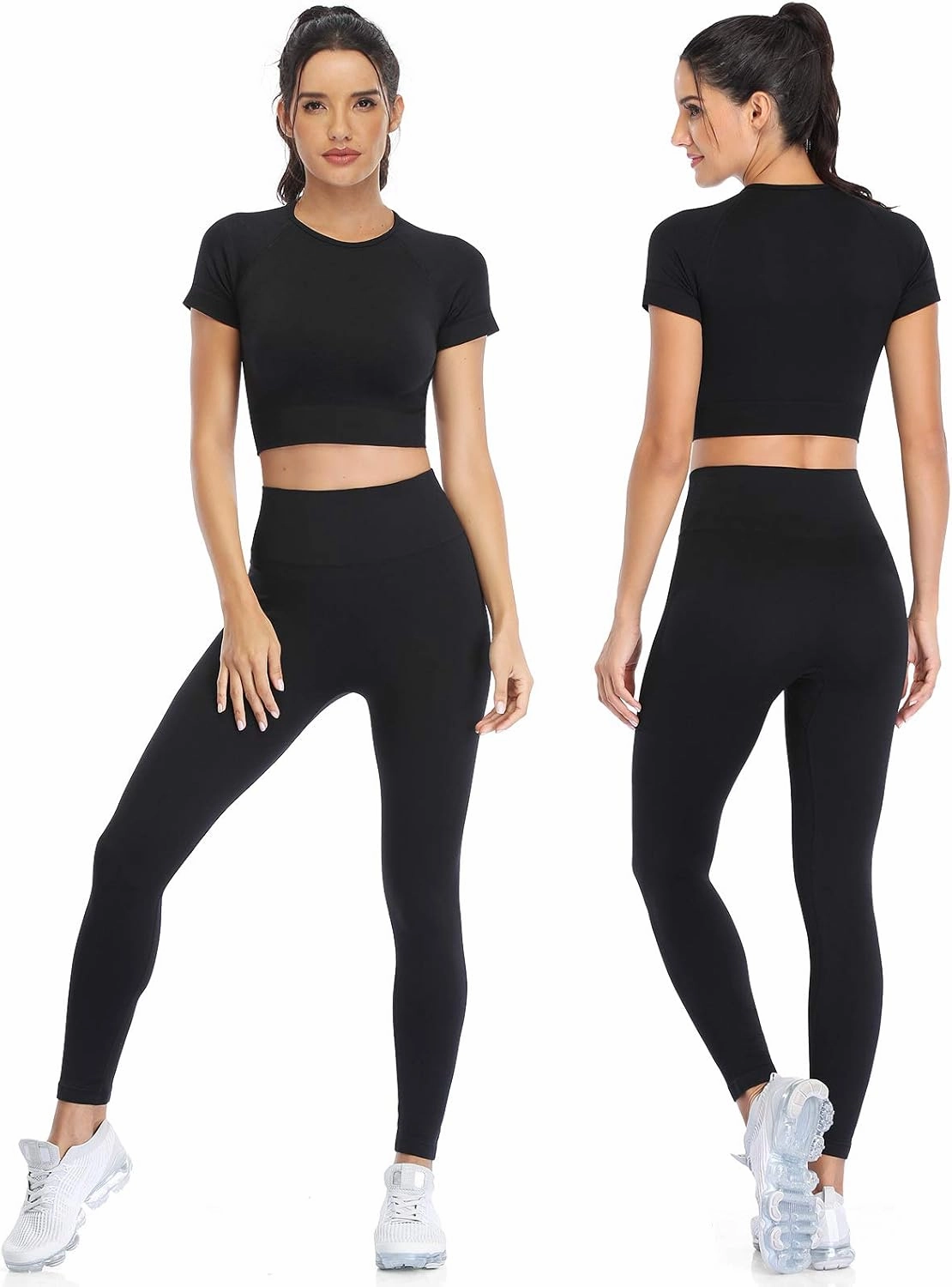 PINKSAVIOR Workout Sets for Women Two Piece Outfits Seamless High Waist Leggings Yoga Crop Tops Athletic Sports Gym Sets