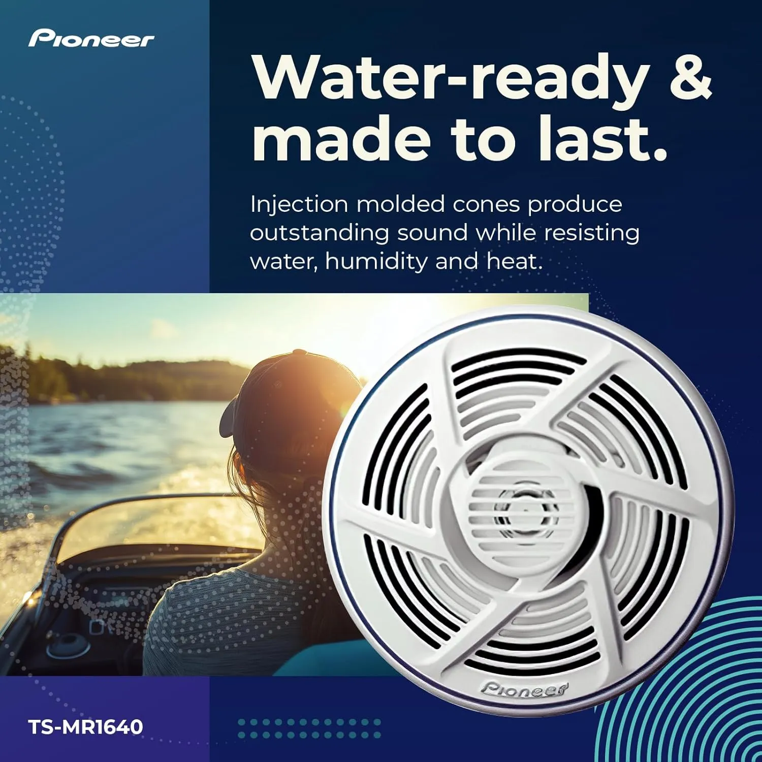 Pioneer Mobile TS-MR1640 6.5-Inch 2-Way Marine Speakers, gold, One Size