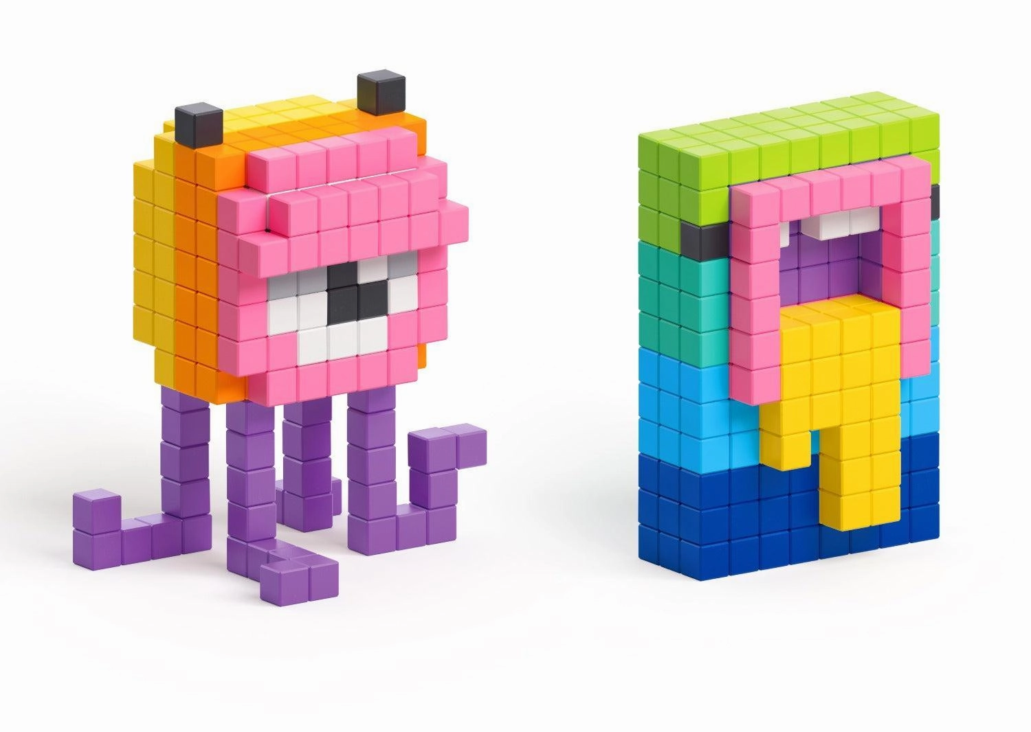 PIXIO-800 Magnetic Blocks in 16 Colors  Free App