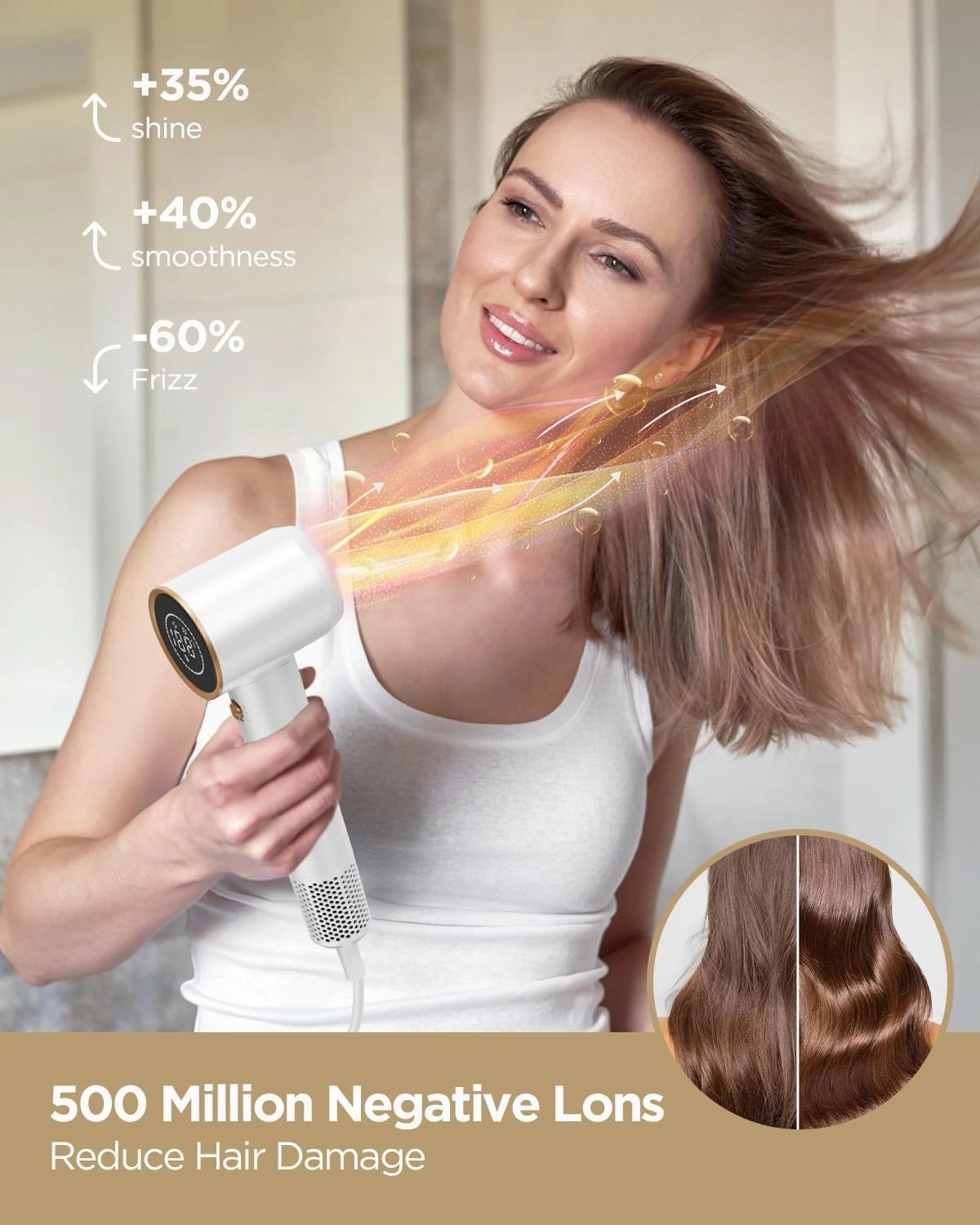Plavogue Dual Voltage Hair Dryer - 110-240V -110000 RPM High-Speed Brushless Motor Negative Ionic Travel Blow Dryer for Fast Drying, Low Noise Thermo-Control Hair Dryer with 360° Magnetic Nozzle,White