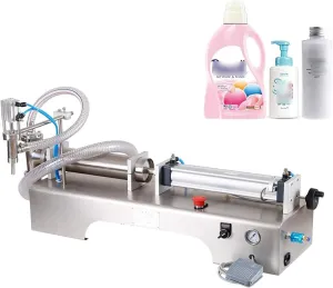 Pneumatic Liquid Quantitative Filling Machine Semi-Automatic Liquid Filling Machine is Suitable for Beverage Water, Juice, Milk, Alcohol, Stainless Steel,100~1000ML
