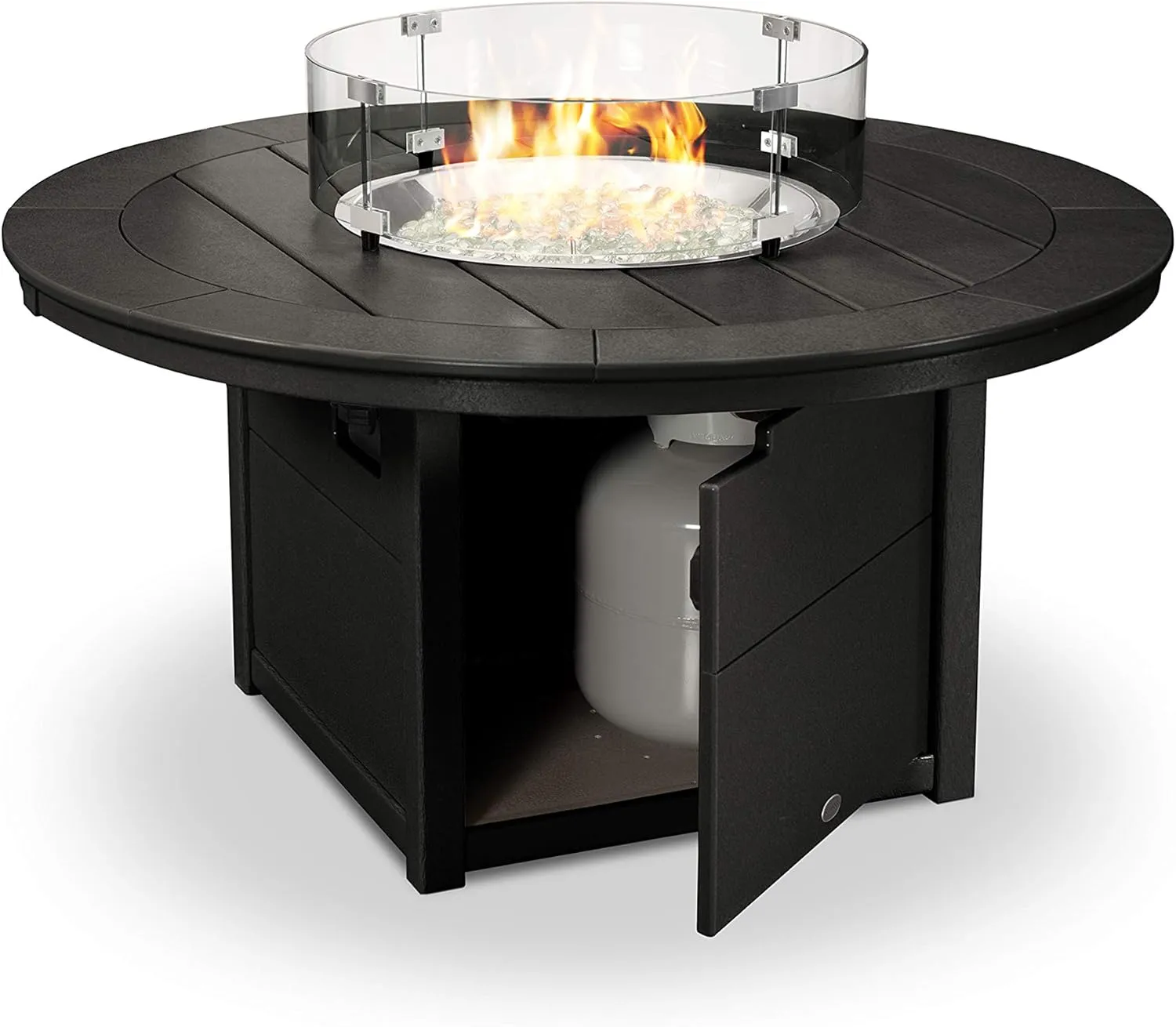 Polywood® Round 48" Fire Pit Table (Black)