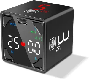 Pomodoro Timer Cube, Digital Productivity Timer, Pause & Resume, Silent, Vibrate & Adjustable Sound Alert, for ADHD, Task, Work, Study, 1/3/5/10/15/25/45/60min & Custom Countdown, Black