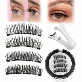 Portafly Magnetic Lashes, 3d Magnetic Lashes No Glue or Liner Needed, Reusable Lashes Self Adhesive Waterproof, Magnetic Eyelashes Natural Look -Simple