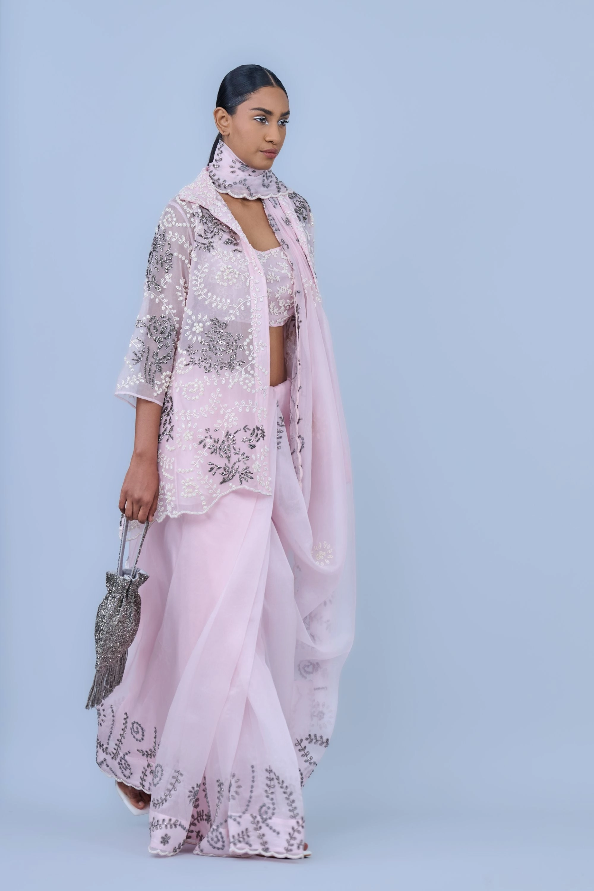 Powder Ec Slv Silk Organza Jacket